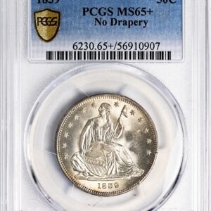 1839 LIBERTY SEATED 50C, NO DRAPERY MS65+