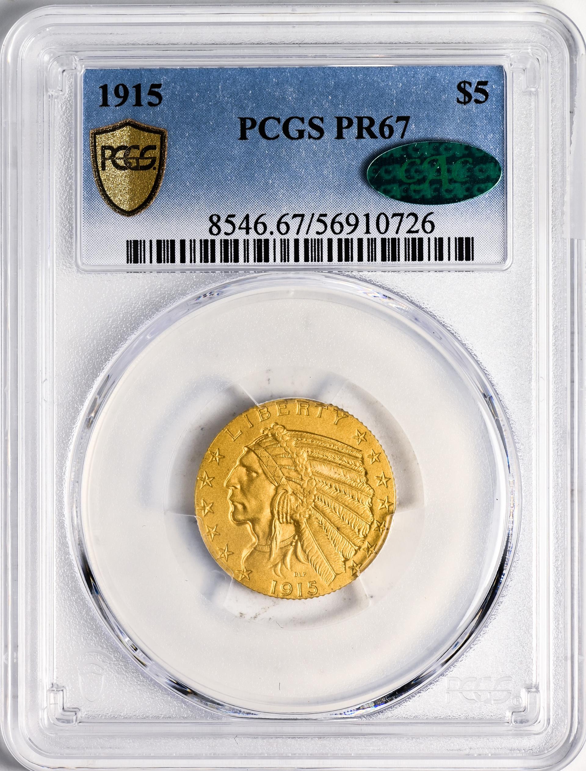 1915 INDIAN HEAD $5 PR67