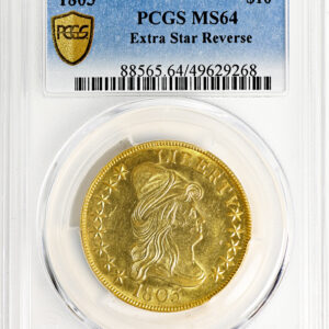 1803 DRAPED BUST $10, 14 STAR REVERSE MS64