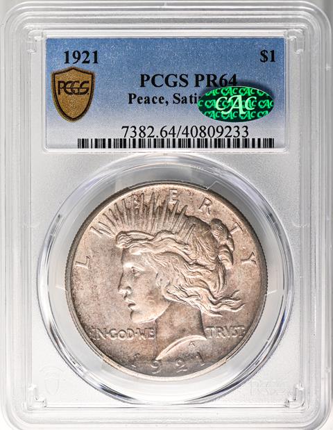 1921 PEACE $1, PEACE, SATIN FINISH PR64