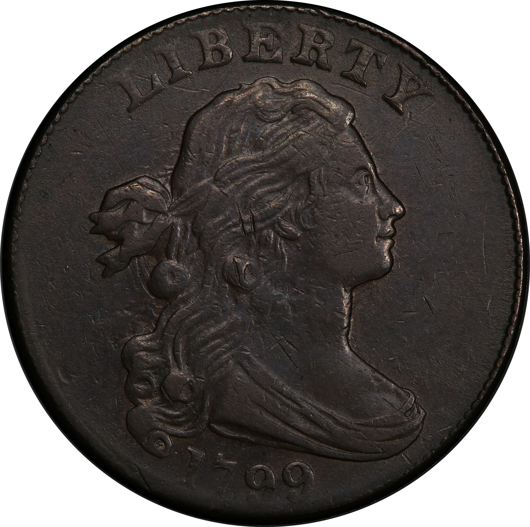 1799 DRAPED BUST 1C XF45 Brown - Image 3