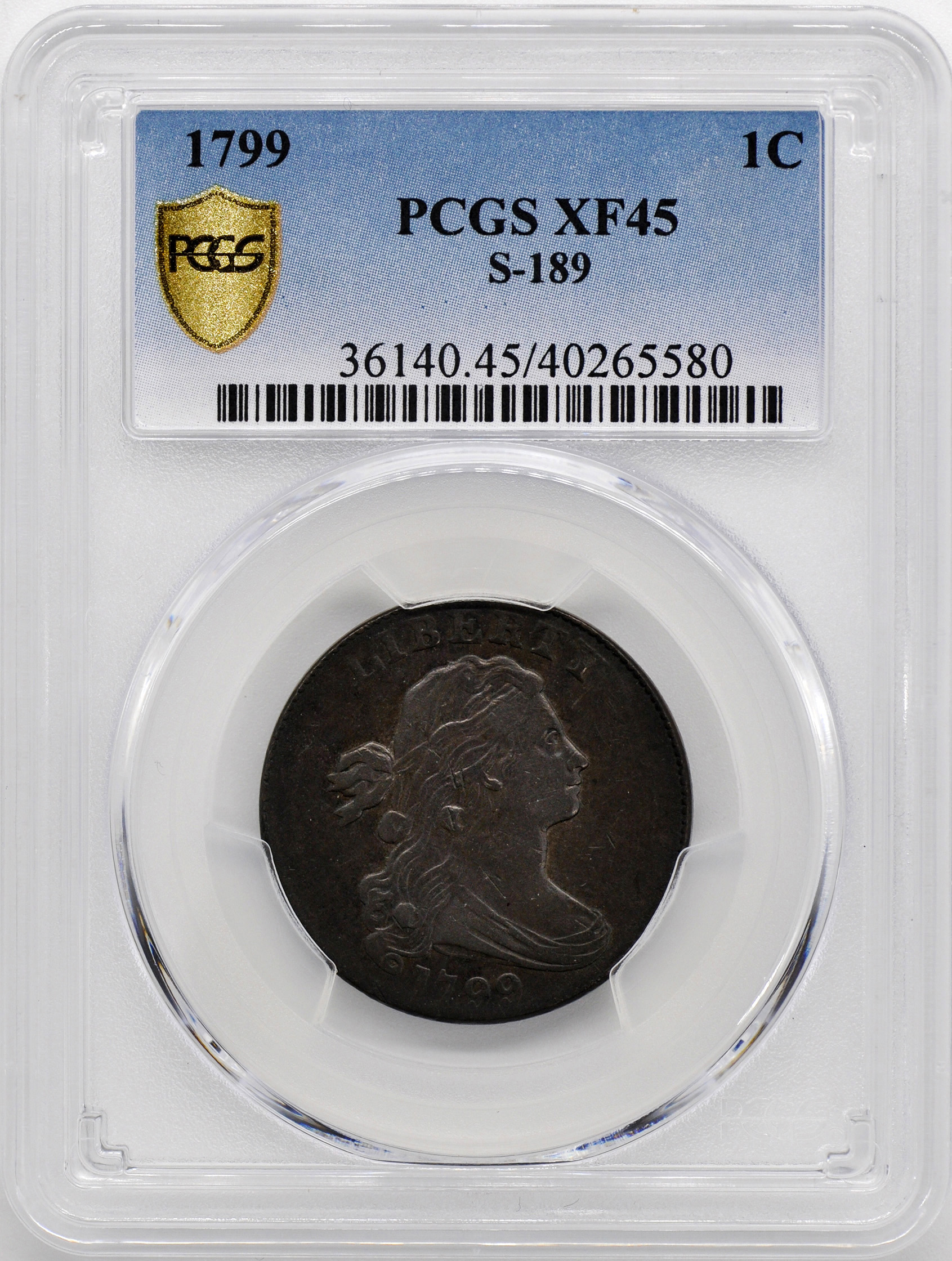 1799 DRAPED BUST 1C XF45 Brown