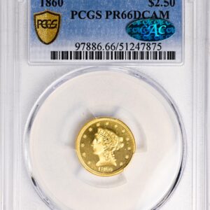 1860 LIBERTY HEAD $2.5 PR66 Deep Cameo