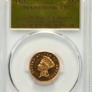 1875 INDIAN PRINCESS $3 PR65 Deep Cameo