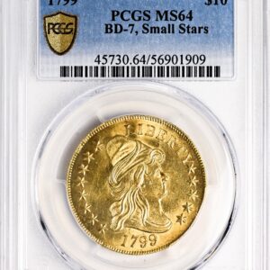 1799 DRAPED BUST $10, SMALL STARS OBVERSE MS64