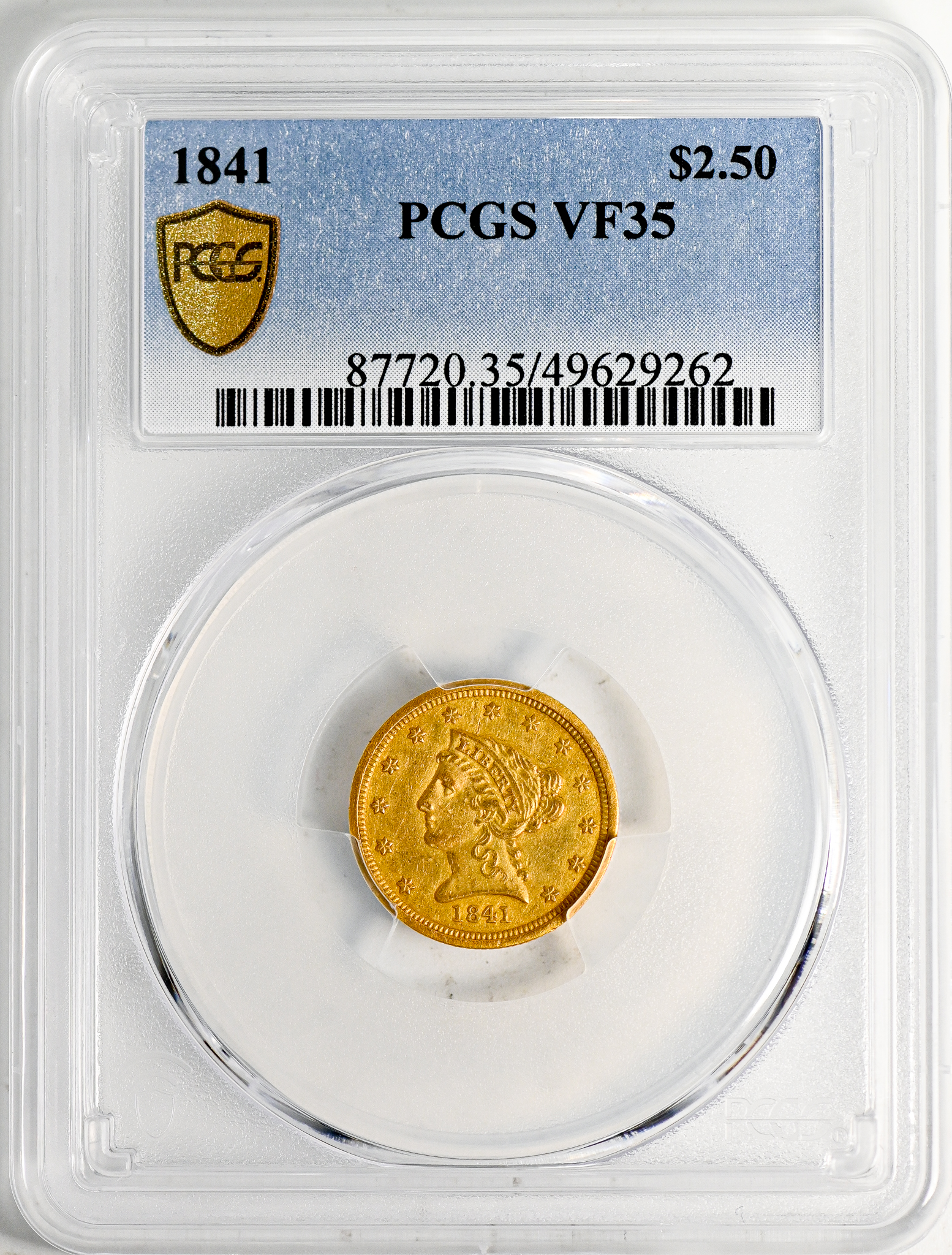 1841 LIBERTY HEAD $2.5 VF35