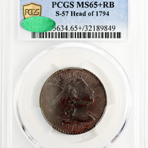 1794 FLOWING HAIR LARGE 1C, HEAD OF 1794, LIBERTY CAP, DEN MS65+ Red Brown