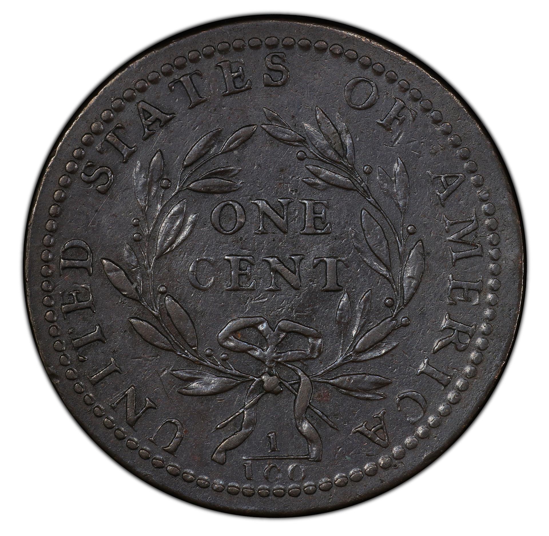 1793 LIBERTY CAP 1C, BEADED BORDER AU50 Brown - Image 2