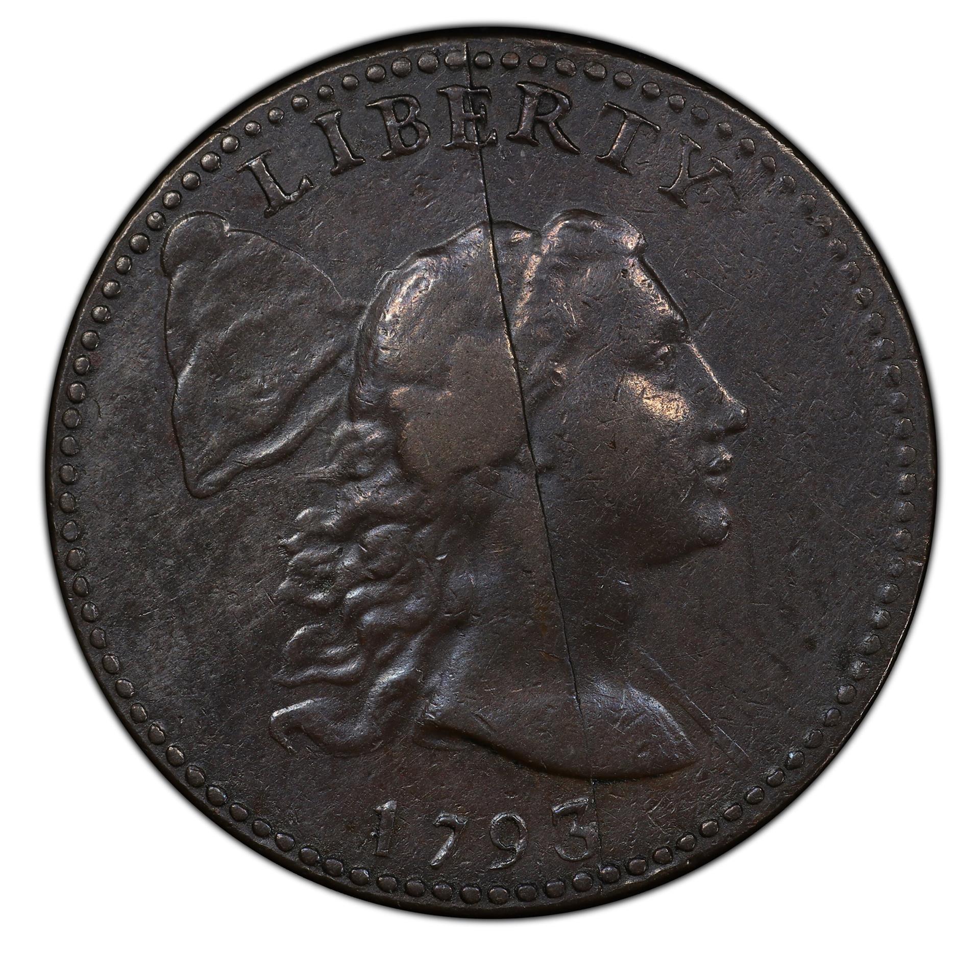 1793 LIBERTY CAP 1C, BEADED BORDER AU50 Brown - Image 3