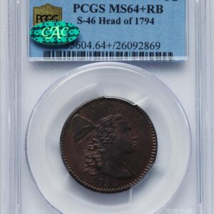 1794 FLOWING HAIR LARGE 1C, HEAD OF 1794, LIBERTY CAP, DEN MS64+ Red Brown