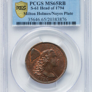 1794 FLOWING HAIR LARGE 1C, HEAD OF 1794, LIBERTY CAP, DEN MS65 Red Brown