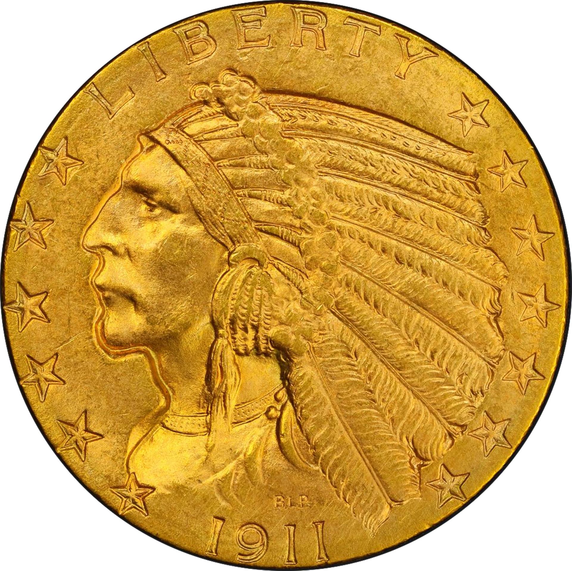 1911-D INDIAN HEAD $5 MS64+ - Image 3