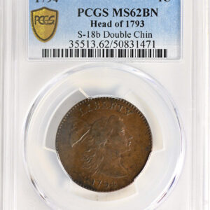 1794 LIBERTY CAP 1C, HEAD OF 1793, DENT. BORDER MS62 Brown