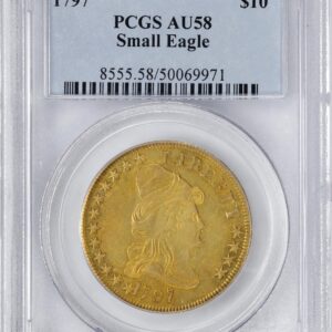 1797 DRAPED BUST $10, SMALL EAGLE AU58