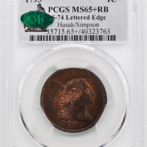 1795 FLOWING HAIR LARGE 1C, LETTERED EDGE MS65+ Red Brown