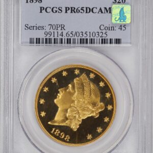 1898 LIBERTY HEAD $20 PR65 Deep Cameo