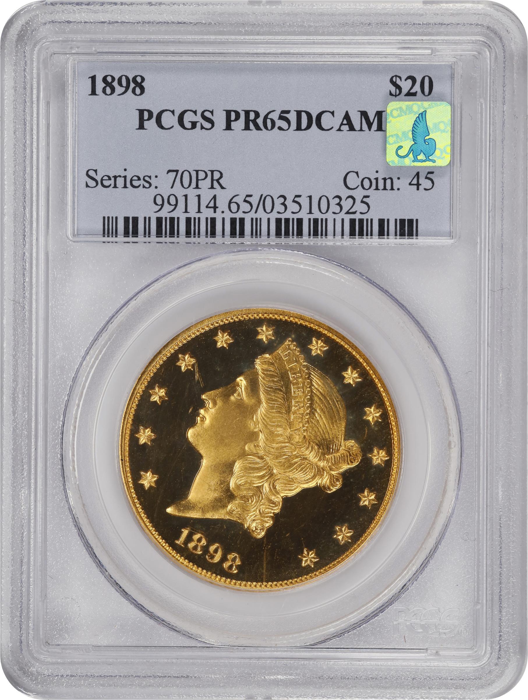 1898 LIBERTY HEAD $20 PR65 Deep Cameo