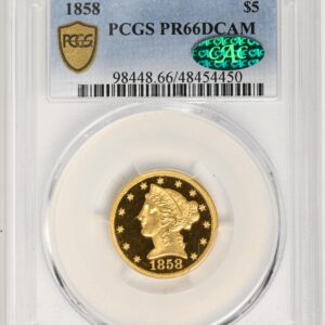 1858 LIBERTY $5 PR66 Deep Cameo