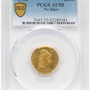 1796 DRAPED BUST $2.5, NO STARS AU55